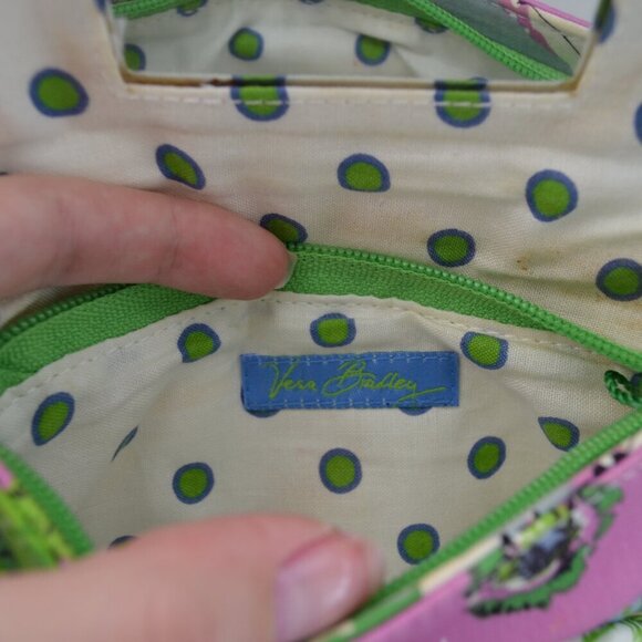 Vera Bradley White Pink Green Casey Sateen Wallet Clutch Limited Edition - Picture 2 of 6